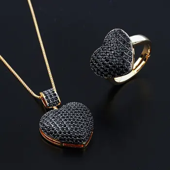 SINZRY pôvodné shinning cubic zirconia srdce tvar tvorivé náhrdelník prívesok náušnice šperky set pre ženy