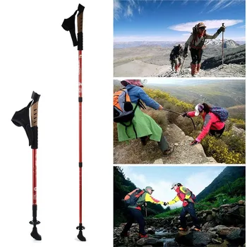4 Farebné Nastaviteľné Vonkajšie Walking Stick Trekking 3-sekcii Turistika Stick Hliníkové Palice Camping, Horolezectvo