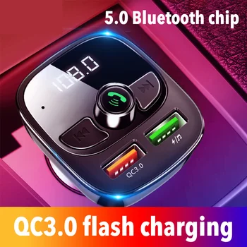 12/24V Bluetooth 5.0 Auto Fm Vysielač Auto Mp3 Prehrávač Modulátor Adapter TF Karty Hands-free Dual USB, Smart Čip Podporu FLAC/APE