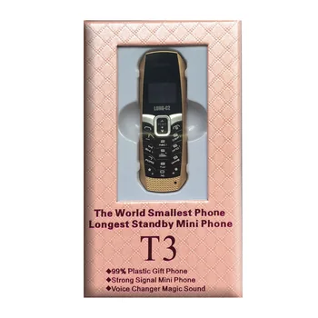 Malé mini mobilné telefóny, bluetooth komunikátor nové odomknutý lacný mobilný telefón GSM, stlačte tlačidlo telefón T3