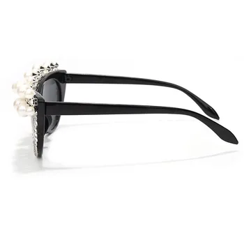 Luxusné Značky Dizajnér Cat Eye slnečné Okuliare Ženy 2020 Vintage Punk Pearl Slnečné Okuliare Cateye Okuliare Black UV400 Oculos