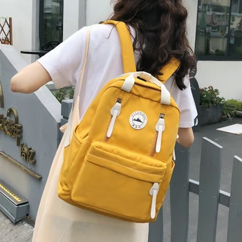 Multifunkčné vodeodolného Nylonu Ženy Batoh Žena Cestovný Batoh kórejský Štýl Žltá Školské tašky pre Dospievajúce Dievčatá Mochila