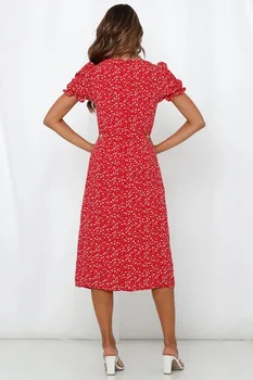 2020 Lete Nové Nové červená modrá Kvetinové Šaty zaraing-štýl za vadiming sheining Sukienka Boho ženy, ženské šaty