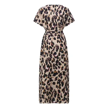 Womail šaty žena Lete Plus Veľkosť Leopard Tlač tvaru Krátky Rukáv Šaty Slim strany Ležérne módne Denne NOVÉ 2019 A26