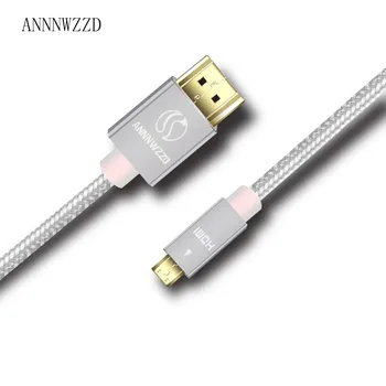 ANNNWZZD Micro hdmi kábel, Pozlátený 1.4 Micro HDMI Kábel HDMI a High-Speed HDTV Kábel Podporuje Ethernet, 3D, 4K
