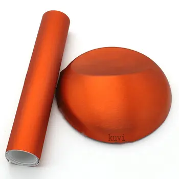 152 cm Oranžová Metalíza Lešteného Hliníka, Vinyl Car Wrap Fólia Kovové kartáčovaný Film Car Wrapping Motorcycl Interiéru Nálepky