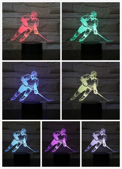 Detské Led Nočné Svetlo Ice Hockey Player Akcie Obrázok Nočného Miestnosti, Dekoratívne Lampy Chlapci Spálňa Tabuľka 3d Nočné Lampy Deti