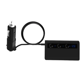 Hz 180w Cigaretový Zapaľovač Splitter 4 USB 3 Cigaru Ľahšie slotu, LED digitálny displej Nabíjačka do Auta s Voltmeter pre 12-24V vozidiel