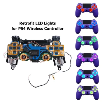 6-Farebný Elektronický Stroj Príslušenstvo Luminated D-Pad Thumstick Tvár Tlačidlo DST LED Držiak pre PlayStation 4 PS4 Radič