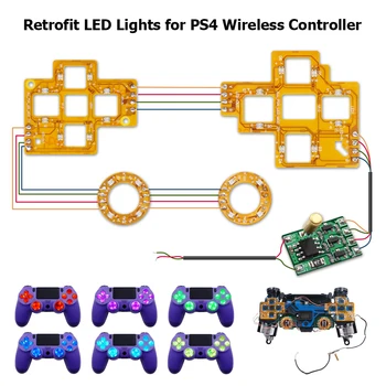6-Farebný Elektronický Stroj Príslušenstvo Luminated D-Pad Thumstick Tvár Tlačidlo DST LED Držiak pre PlayStation 4 PS4 Radič