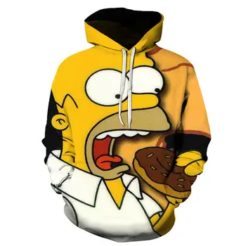 3D animovaný tlač Hoodies Roztomilý Homer Simpson A jeho Syn Anime Hoodie Série Muži / Ženy Jeseň a v Zime Mikina Hoodies