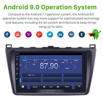 Seicane 9 Palcový 2DIN WIFI, Bluetooth, WIFI, GPS Navigácia, autorádio Android 10.0 Multimediálny Prehrávač Pre 2008-Mazda 6 Rui krídlo