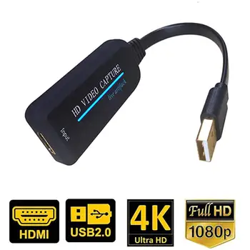 USB2.0 HD Obraz, HDMI Video, Zvukový Signál 4K Textu Zachytiť Kartu Adaptéra Audio Converter AV pre Počítač/CCTV Kamera USB 2.0