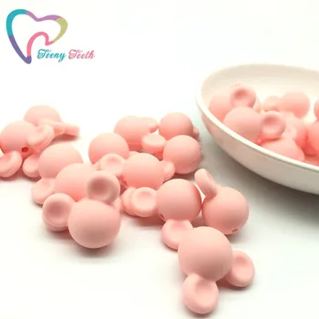 Malinký Zubov 10 KS Candy Pink Silikónové Mickey Korálky Dieťa Počiatočných Korálky Bezpečné Potravinárske Ošetrovateľskej Žuvanie Kolo Silikónové Korálky