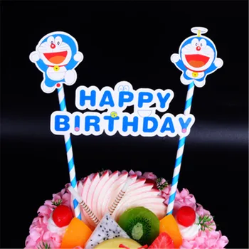 Doraemon happy birthday cake vňaťou deti deti strany nové narodené dieťa prvé narodeniny dodávky narodeniny mačka vňaťou tortu vlajky