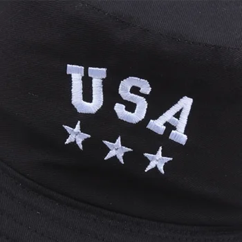Black Vedierko Hat USA Skladací Klobúk Unisex Vonkajšie Amerike Bavlnené Rybárske Spp Mužov Povodí klobúk Cestovanie Slnko Zabrániť Kapoty Spp