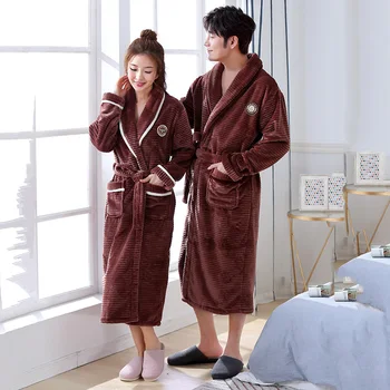 Tuhé Zimy Milovníkov Sleepwear Oblečenie Pre Voľný Čas Flanelové Udržať V Teple Kimono Šaty, Šaty Odev Pohodlné Bežné Mäkké Kúpeľ Šaty Plus Veľkosť