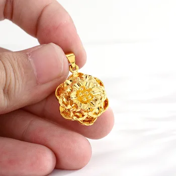 Vynikajúca 3D Kvet Dizajn 14K Zlata s Príveskom, Náhrdelník pre Ženy, Svadobné Zapojenie Narodeninám Č Reťazca Jemné Šperky Nie Fade
