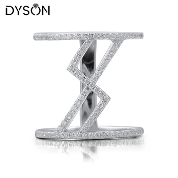 Dyson 925 Sterling Silver Krúžky Nové Prehnané Charakteristické Jasné, Zirkón Micro Pave Nastavenie Prstene Pre Ženy, Jemné Šperky