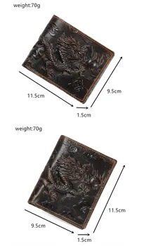 Chuwanglin vintage mens peňaženku pravej Kože mužov peňaženky Drak vzor Krátke mužov peňaženky cartera mujer portefeuille E1044