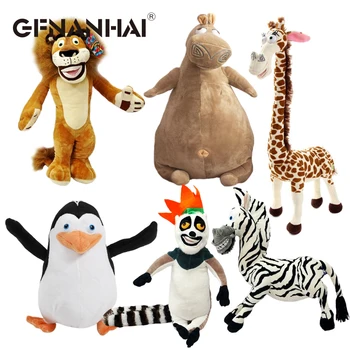1pc 20-35 cm 6 Štýlov Madagaskar plyšové hračky plyšové mäkké zvierat bábiky žirafa-om hippo, lion penguin zebra lemurs obrázok darček pre deti