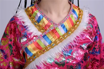 Luxusné Tibetskej kostým Dlhý Rukáv Tanečných Kostýmov, etnické oblečenie Výkon Dancewear Dámske Oblečenie štvorcových tanečné kostýmy