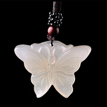 Prírodné Chalcedony Prívesok Motýľ Náhrdelník Drop Shipping Ručne vyrezávané Šťastie, Amulet Jade pre Mužov a Ženy, Šťastie Dary