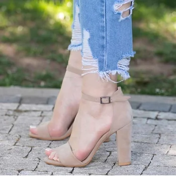 MST-1037 Bayan Klasické Hrubé krátke podpätky ležérne topánky dámske potítka pracky 34-42 numaralar stiletto sandále