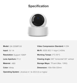 SONOFF GK-200MP2-B 1080P HD, WiFi, Kamera, Bezdrôtové Security Monitor Bezdrôtový Mini Kamera Nočného Videnia WiFi Kamera Baby Monitor
