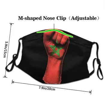 Vlajka Maroka Na Vznesené Clenched Päsť umývateľný opakovane masku na tvár dospelej masku na tvár umývateľný úst maska bavlna umývateľný maska