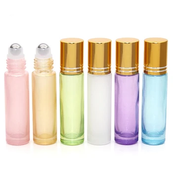 3ks 10 ml Pearl Farebné Hrubé Sklo Roll Fľaša Naplniteľné Esenciálny Olej Parfum Prázdne Fľaše Prenosné Cestovné Navi Ampulka