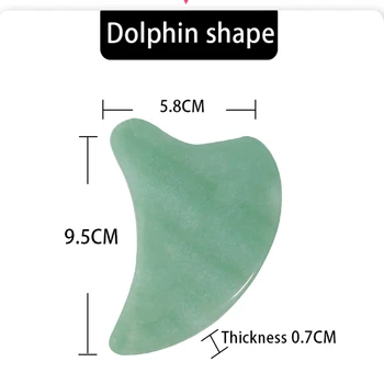 Prírodné Jade Kameň Zelená Aventurine Guasha Dolphin tvar Škrabka Akupunktúrne Body Masér Zdravotnej Starostlivosti Krásy, Masáže Nástroj