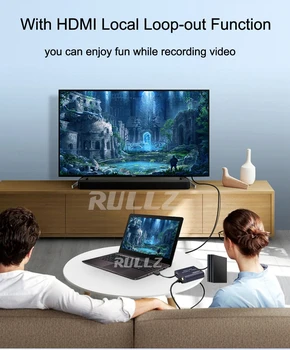 Rullz Loop out Audio Video Capture Zariadenia HDMI Zachytiť Kartu 4K 1080P USB 2.0 Hra Záznam Live Streaming Box pre PS4 DVD Kamery