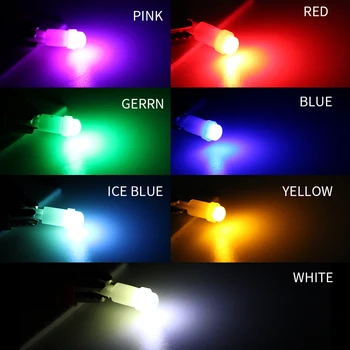 100ks rýchle dodanie klasu t5 w5w w1.2wpanel žiarovky auto led žiarovka biela červená modrá žltá farba Nástroja svetlo 12V prístrojovej doske lampa