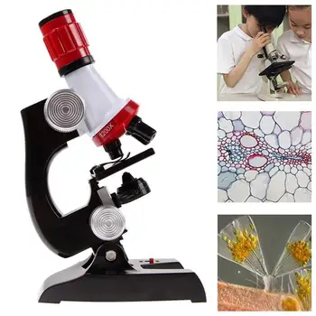 Nový Mikroskop Kit LED Lab 100X-1200X Domov Školské Vzdelávacie Hračka Darček Biologický Mikroskop pre Deti Dieťaťa