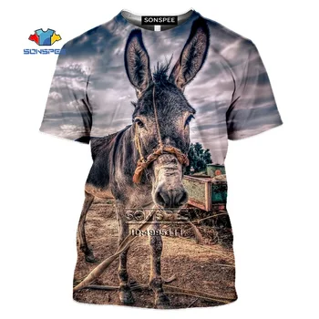 Funny Zvieratá Somár pánske T-shirt 3D Vytlačené Roztomilé Tváre Dlhé Ucho Kôň Tričko Ženy Lete Bežné Harajuku Top Nadrozmerné Oblečenie