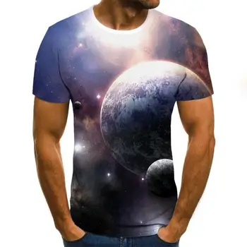 3D T-shirt pánske nepravidelný vzor vytlačené krátkym rukávom letné bežné kolo krku T-shirt zábava tvar vzor street oblečenie