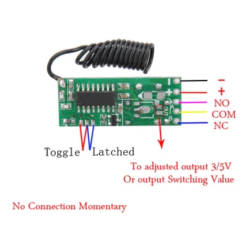 Bezdrôtový Mini Diaľkové Ovládanie Spínač 3V 5V 12V Micro spínací Malé Relé Prijímač Vysielač Učenie Kód 433.92 Mhz