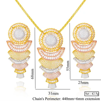 GODKI Veľký Módne Luxusné Geometrické Vyhlásenie Šperky Set Pre Ženy, Svadobné Party Plnej Zirkón Dubaj Svadobné šperky Set 2021