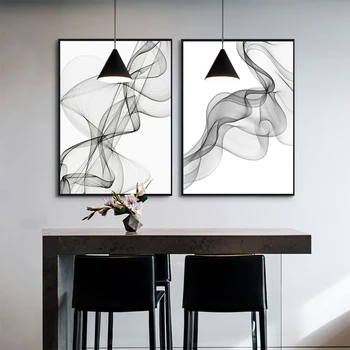 Čierne a Biele Abstraktné vlnoviek Vzorom Plátna Obrazov Geometrických Plagát, Tlač Wall Art Obrázky pre Obývacia Izba Domova