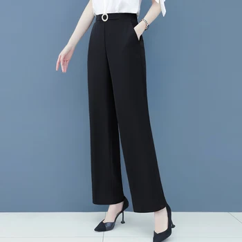 OUMENGKA Formálne Nastaviteľné pre Ženy Office Lady Style Čierne Pracovné Nohavice Nosiť Širokú Nohu, Vŕtanie Slučky Nohavice Business Dizajn 4XL