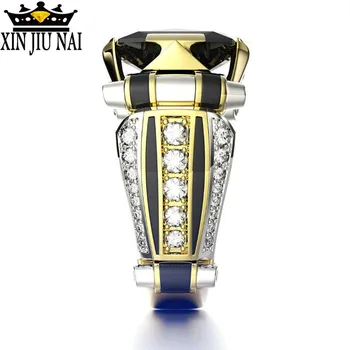 2020 New Horúce predaj tvarované zirkón royal high-end retro luxusné 14K zlata, hip hop štýl muži ženy Šampanské Black Diamond krúžky