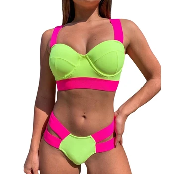 2021 Sexy dámske Plavky tvaru Plodín Tank Topy s Vyprázdnené Strane Vysoký Pás, Trojuholník Dna Pláž, Kúpanie Oblečenie Monokiny