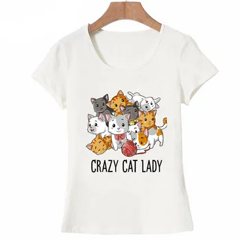 Blázon Cat Lady T Shirt Vtipné Mačky, Kitty Mačiatko Meme Darčeky T-shirt pre Milovníkov Mačiek Lete Roztomilý Žena T-Shirt Pohode Topy Žena Tees