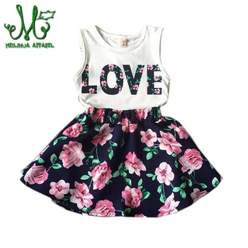 Kvetinové Dievčatá Oblečenie Príležitostné Letné Batoľa Deti Oblečenie Set sa ľúbostný List Vesty Skirst Deti Obleky Pre 2 3 4 5 6 7 8 9 10 rok