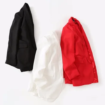 2018 ženy bežné blejzre office lady kabát Červená čierna biela 3color SML žiadne tlačidlo Šatkou golier Vrecku TR poly viskóza kvapka loď