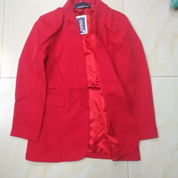 2018 ženy bežné blejzre office lady kabát Červená čierna biela 3color SML žiadne tlačidlo Šatkou golier Vrecku TR poly viskóza kvapka loď