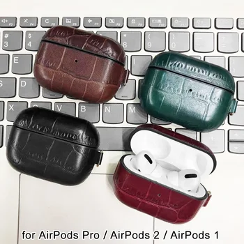 Originálne Kožené puzdro pre AirPods Pro Módne Luxusné Prírodné hovädzie kože pre AirPods 2 & 1 Prípadoch Podporu Bezdrôtového Nabíjania