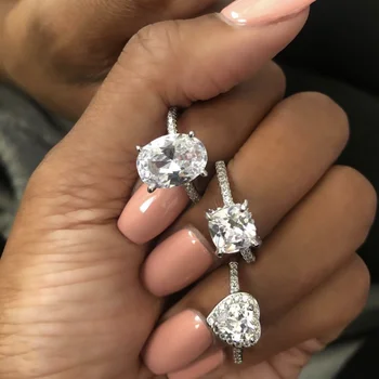 Skutočné Pevné 925 Sterling Silver Diamond Ring prst Solitaire Jednoduché Tenké Krúžky pre Ženy Prvok Zapojenie Svadobný Prsteň, šperky