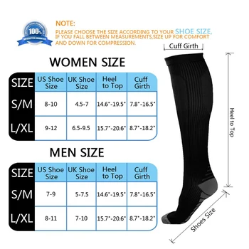 Muži Ženy Kompresné Ponožky vhodné Pre Športové Pančuchy Beh Basketbal, Futbal Ponožky Nylon Anti-opuch Telocvični Ponožky